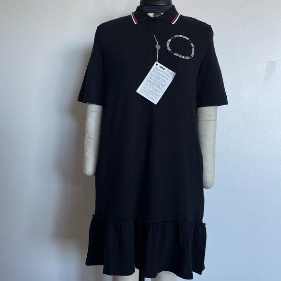 *SOLD* LOVE MOSCHINO Glittered printed stretch-cotton piqué tennis dress - Picture 5 of 15